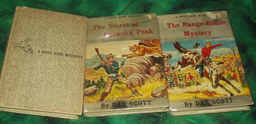 Bret King Mystery Series by Dan Scott - This is a series of Western stories for older readers, about 12 to 16 years old perhaps. This is the first three books in the series They were written by Dan Scott which was really the Stratemeyer Syndicate. There were only 9 titles published in the series. I love the stories, they're pretty good. I first read a couple when I was growing up but it wasn't until I was an adult that I got the whole series and read them all. I was first interested in reading them because of the setting which is on a ranch and they ride horses and have mysteries. I have these in my book collection.