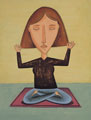 Woman meditating. - A woman sitting in the lotus position, meditating