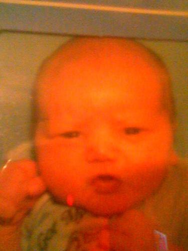 My Son's 1st Day - This pic was taken the day my son was born-he looked just like a mean old man