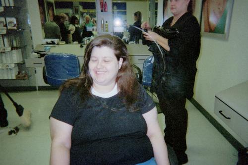 me - picure of myself getting my hair highlighted
