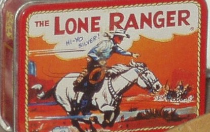 Lone Ranger lunch box tin Ornament - It looks like a regular lunch box but its one of the small ones and this one is a Christmas ornament. I think from Hallmark maybe some years back.