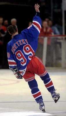 Wayne Gretzky - Wayne Gretzky waving goodbye at his final game.