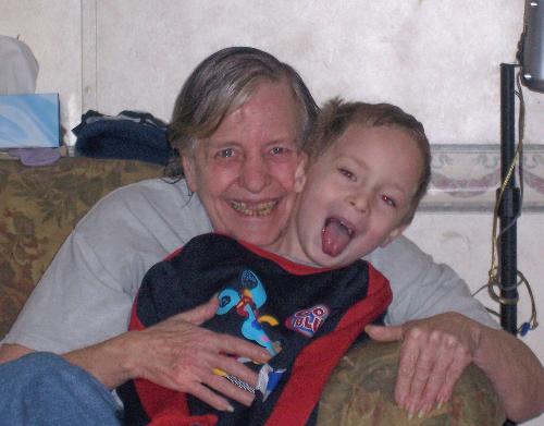 My Mom with Alex...my 5 year old son - This is one of my favorite photos of Mom with Alex...they both look so happy here....He misses her too..but has decided that she still lives in his heart...he is getting to be such a big boy!!!