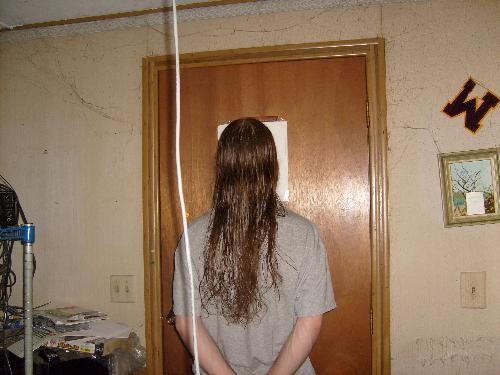 mikey back long hair - july 31st, 2007 This is mikeys long hair. he is cutting it tonight