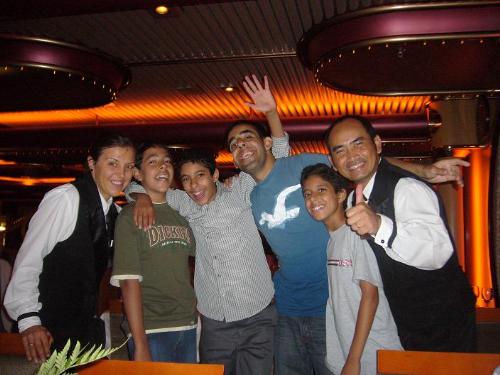 Fun - My crazy Family with the waiter and waitress. My brothers and 3 cousins.