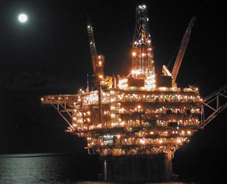 Oil Rig - The beauty of the offshore oil rig in night vision.