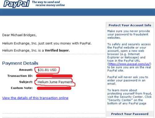 Helium Payment - Here is my proof of payment from Helium