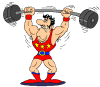 exercise - Clipart of a weight lifter lifting a barbell over his head.