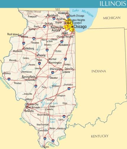Illinois - map of state