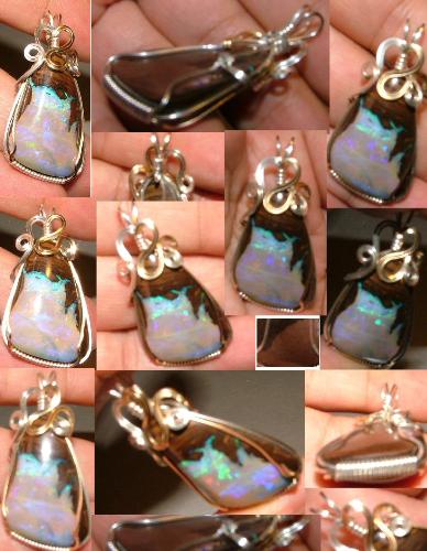 Koroit opal pendant wire wrapped with sterling sil - This one was made about 2 years ago, and I love it
