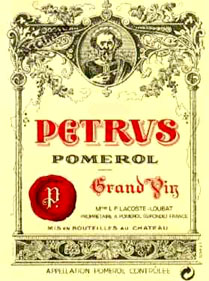Chateau Petrus - This is a picture of the most famous wine in the world and also the most expensive wine ever made, Chateau Petrus of Pomerol. Bottle of this wine sell for well over a thousand dollars.