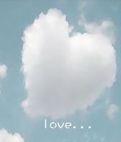 a heart in the sky - only a pure heart can fly into sky.a cloud can become a heart only because love.