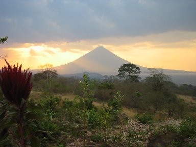 Volcano in Sunset - This is one of the many volcanos in Nicaragua.