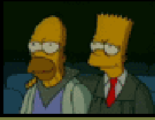 Homer and Bart - A picture of Homer and Bart watching a movie.
