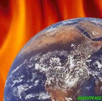 Global warming - Stop the global warming, save the earth!  (Greenpeace image)