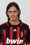 Filippo Inzaghi - Name	 Filippo Inzaghi Nationality	Italy  Born	 1973-08-09 (34 years) City of Birth	Piacenza - Italy  Position	Forward Height	 181 cm Weight	 70 kg Club	 AC Milan