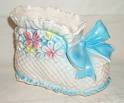 A newborn baby gift - A picture of a boy's ceramic bootie that you could give as a gift for a newborn. A newborn baby gift - A picture of a boy's ceramic bootie that you could give as a gift for a newborn.