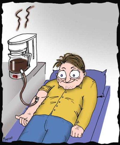 Coffee addiction - A guy getting his coffee fix. This picture is about coffee addiction.