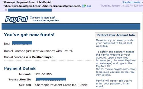 shareapic payment screen layout - proof of shareapic payment