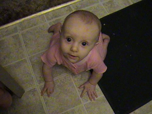 Ivory - ivory sitting on her knees looking at her mommmy