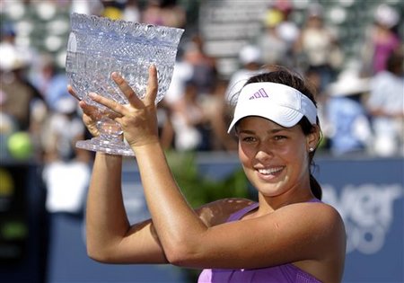 Ana Ivanovic - Ana Ivanovic with the winner's trophy at the East West Bank Classic