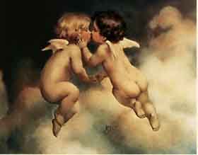 girl and boy - boy angel kissing girl angel