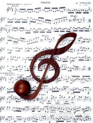 Music. - A musical score with a treble clef over the top.