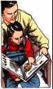Father reading with son - Father giving time to son