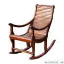 rocking chair - A rocking chair or rocker is a chair with two curved bands of wood attached to the bottom of the legs. This gives the chair contact with the floor at only two points granting the occupant the ability to rock back and forth by shifting his/her weight or pushing lightly with his/her feet. Many find rocking chairs soothing because of the gentle rocking. Rocking chairs are also comfortable because when one sits in one without rocking the chair automatically rocks backwards until the sitter's center of gravity is met thus granting the ergonomic benefit that the occupant is kept at very unstressed position and angle. Rocking chairs can be quite dangerous for small children and pets as the rocker can crush feet as it rocks. Sometimes the rocking chair is on springs or on a platform to avoid this danger.
