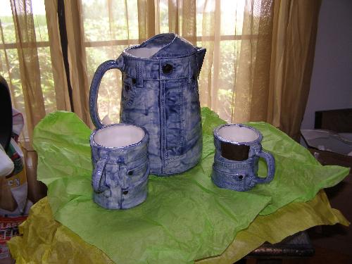 Pitcher set  - This is a pitcher set that we recently finished. It comes with 4 mugs of each size.