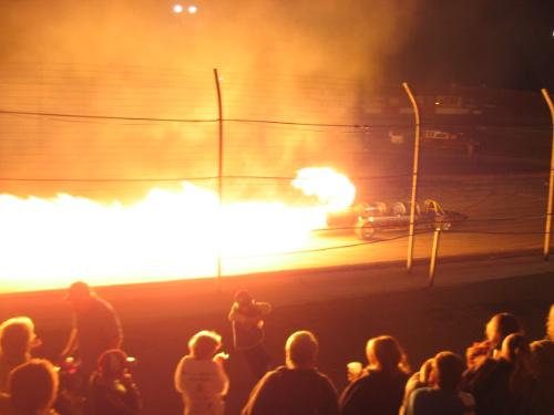 Green Mamba Jet Car - Taking a pass at the start/finish line with the afterburner full bore.