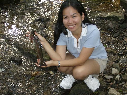 i caught my first trout - i caught my first trout in the stream. me and my hubby was fishing there today.