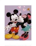 loves so sweet - Mickey mouse and minnie mouse. minnie mouse is lent over giving micky mouse a kiss on the cheek