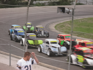 Great North Legends Action - The start of the qualifying race for the Great North Legends at Raceway Park Shakopee Minnesota 8-17-07