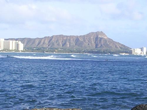 View of Diamond Head crater - Taken at Ala Moana Beach Park in Honolulu a view of Diamond Head crater