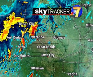 The current radar for Eastern Iowa - Nashua is right on the edge of that red path. This is the 5th day in a row of weather like this.