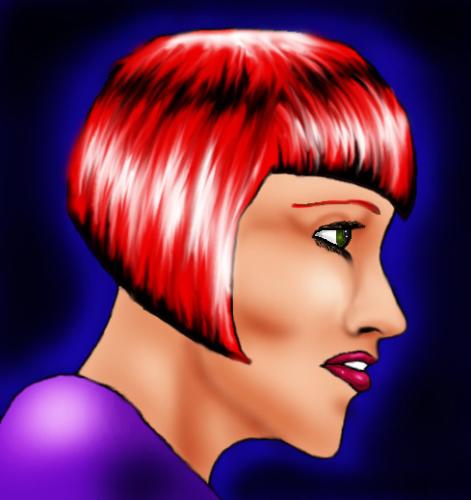 Girl with Red Hair - This is a Drawing I made a long time ago. First drawn with a pencil, then Scanned to the computer, where I cleaned it up and colorized it.