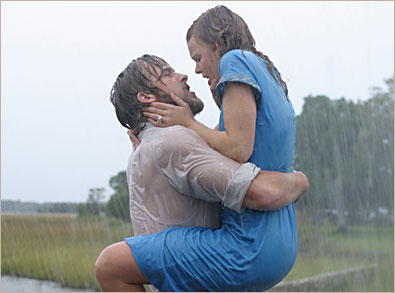 The Notebook Movie - Ryan gosling and Rachel McAdams in the rain scene in the movie 'The Notebook'