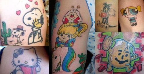 tattoos - this pic of people has different kinds of tattoos.