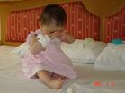 baby crying - A lovely baby is crying on his bed.
