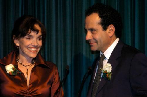 Tony Shalhoub TSA Award  - Actor Tony Shalhoub, who plays the obsessive-compulsive detective 'Monk' on the USA network, receives the TSA (Tourette Syndrome Association) Champion of Children Award along with his actress wife Brooke Adams for their longtime support of the association during the TSA annual fundraising banquet at the Regent Beverly Wilshire Hotel.