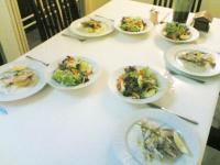 Table setting - Food on table.Preparing the setting.