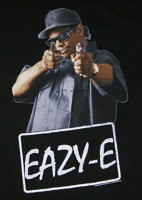 eazy e - its a guy with two guns, and it saids eazy e