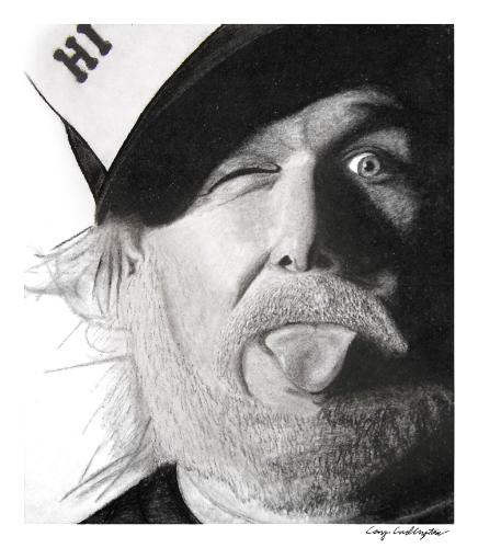 Kenny Rogers Punk'd - A hilarious drawing of Will Sasso of MadTV. (charcoal/pencil)