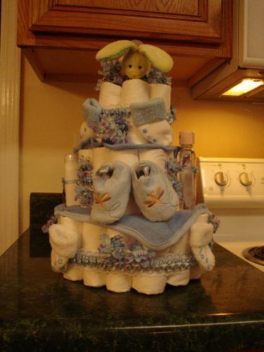 Diaper Cake - This is a diaper cake I made.