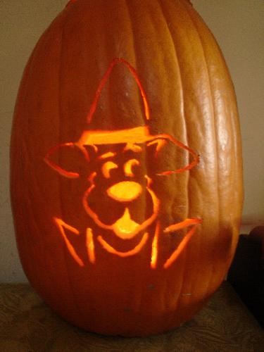 pumpkin - This is a pumpkin with a scooby doo face carved by my husband.