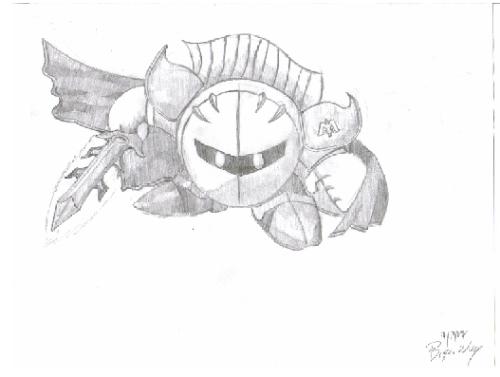 Meta Knight. - well, this was a pencil drawing of Meta knight, i took the picture off of the Super smash bros for Wii version of him. check on google .