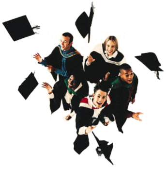 graduates - Happy University graduates throwing their Mortarboards in the air.