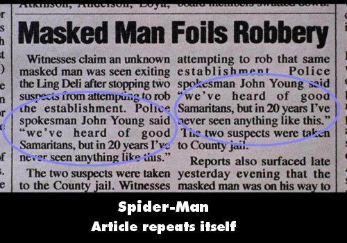 Movie Mistake - aother spiderman's movie mistake