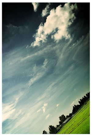 Living on The edge - A slant picture of the field and the sky.